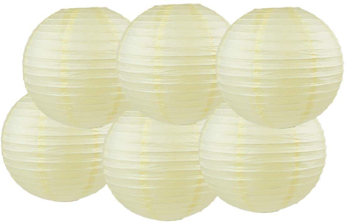 Paper Lanterns Mix Color Packs of 6 Round Paper Lanterns Lampshade Party Decorations (All Ivory/Cream, 18" (45 Cm))