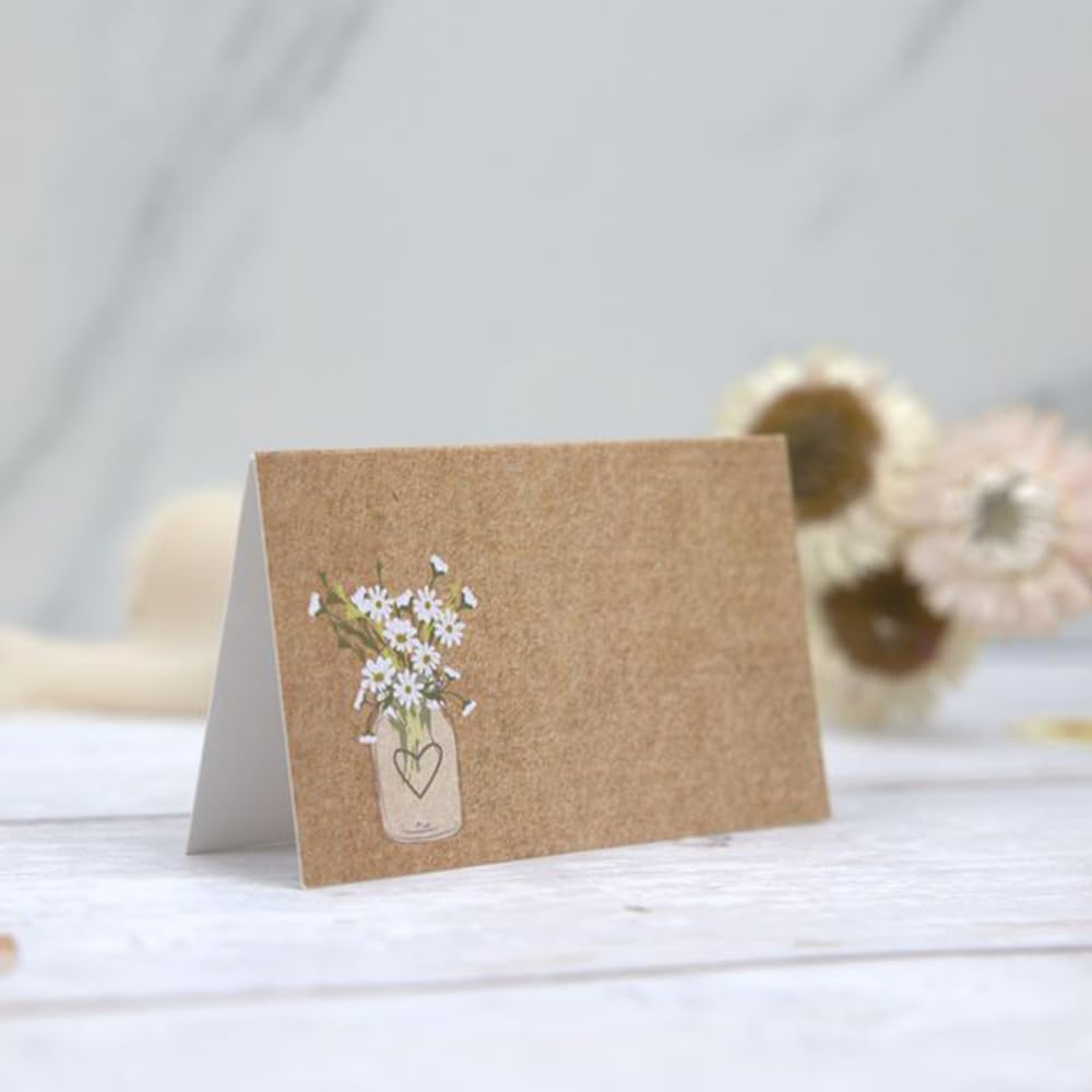 Rustic Mason Jar Flowers - Wedding Place Cards - Pack of 10. Wedding Breakfast Name Cards, Place Cards, Name Settings, Decor (979)