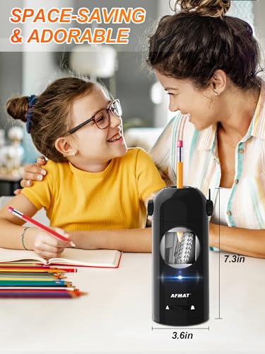 AFMAT PSX5 Electric Pencil Sharpener for Colored Pencils 7-11.5mm, Robot Pencil Sharpener, Fully Automatic Rechargeable Hands-Free Pencil Sharpeners for Large Pencils, Home, Classroom, Black
