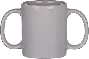 HealthGoodsIn Dual Handle Mug (Double Grip Mug) to Aid Tremors, 11.83 US Fl. Oz. (350 Ml) - Gray Color