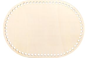 HARIENDNY 1 Pack Wooden Bag Bottom 13.7x9.8 Crochet Basket Base Oval Natural Wood Base Shaper Unfinished Wooden Round Weaving Knitting Base for Crafts(Hole 8mm)