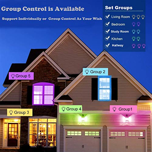 Smart LED Light Bulb WiFi Light Bulb Compatible with Alexa, Google Home, IFTTT, RGB+CCT LED Lamp Bulb, Warm White Dimmable Remote and App Control LED Bulb 9W (800 Lumen, No Hub Required, 2 Packs)