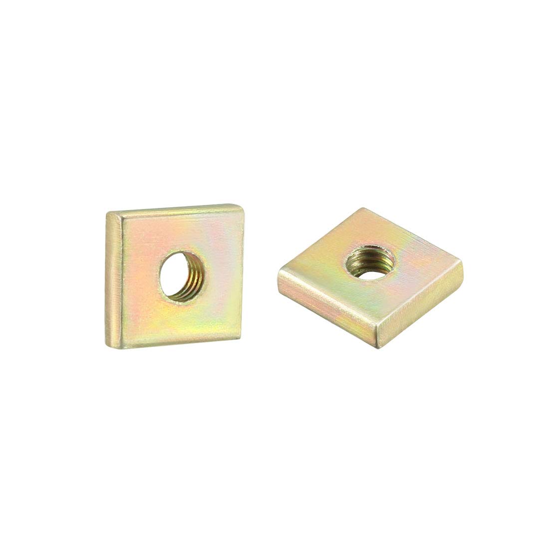 sourcing map Square Nuts, M3x8mmx2mm Yellow Zinc Plated Metric Coarse Thread Assortment Kit, 50 Pcs