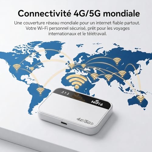 Portable 5G WiFi 6 Router with SIM Slot Unlocked - 5G Modem SIM Card - 3000mAh Battery, Wi-Fi Sharing 28 Devices, WPA3 Security, Nano SIM All Operators - Mini Box Internet Nomad