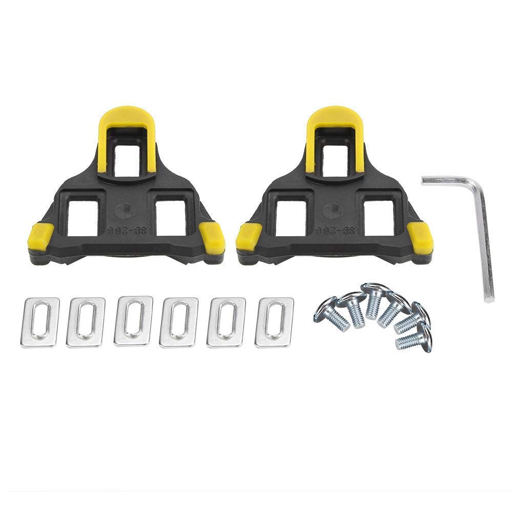 Alomejor 1 Pair Bike Pedal Cleats Bike Cleats Self-locking Road Cycling Bicycle Cleat for Mountain Road Bike Accessory(Yellow)