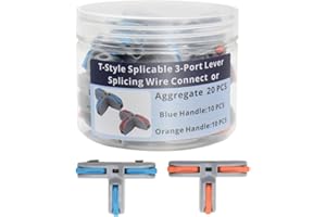 YQSIYU T-Shape Connectors for Wiring, 20 Pcs T-Shape Lever Nut Wire Connector for 28-12AWG, Splicing Connectors kit Includes 10 Orange Handle and 10 Blue Handle Wire Connectors.