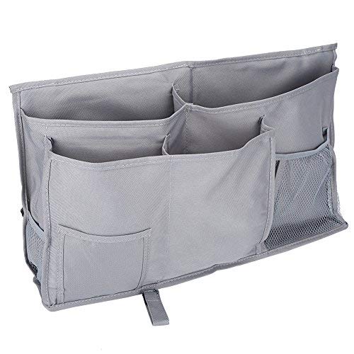 Zerodis Bedside Caddy, 8 Pockets Oxford Multifunctional Bedside Tidy Bag Hanging Storage Organizer for Headboards, Bed Rails, Dorm Rooms, Bunk Beds Hospital Bed(Gray)