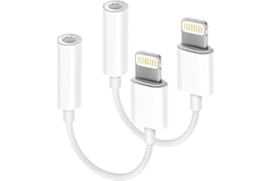 DESOFICON 2 Pack Lightning to 3.5 mm Headphone Jack Adapter, [Apple MFi Certified] iPhone Dongle Headphone Audio Aux Converter Compatible with iPhone 14/14 Plus/14 Pro/14 Pro Max/13/12/11/XR/XS/X/8/7/iPad