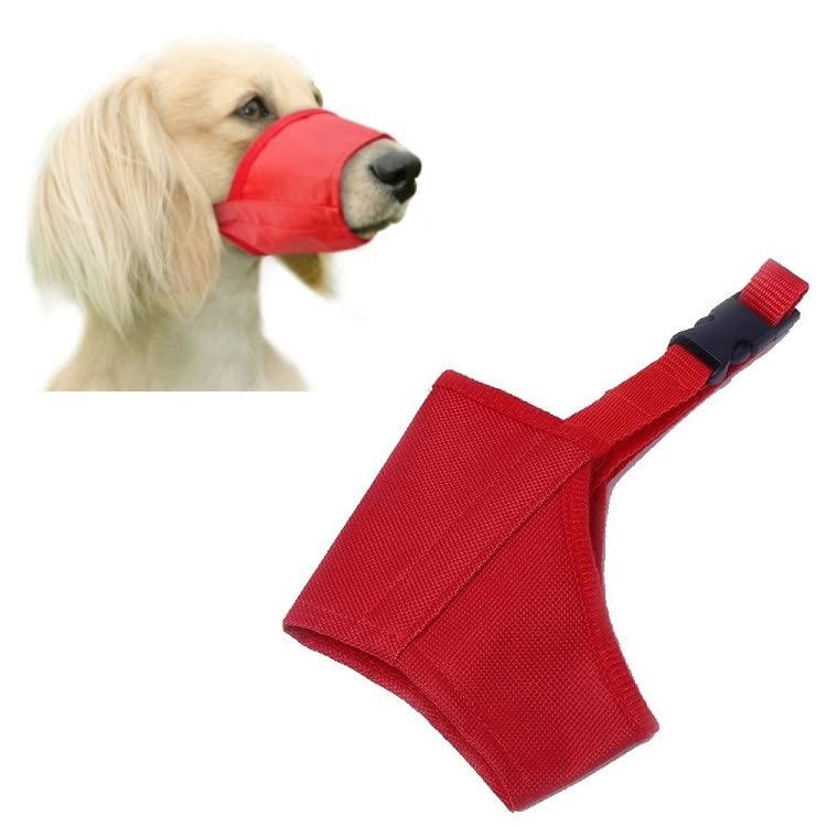 Red Soft Nylon Dog Pet Puppy Muzzle 7 Sizes Adjustable Head Strap Prevent Chewing Biting Stop Barking Mask Mouth Cover Size 3