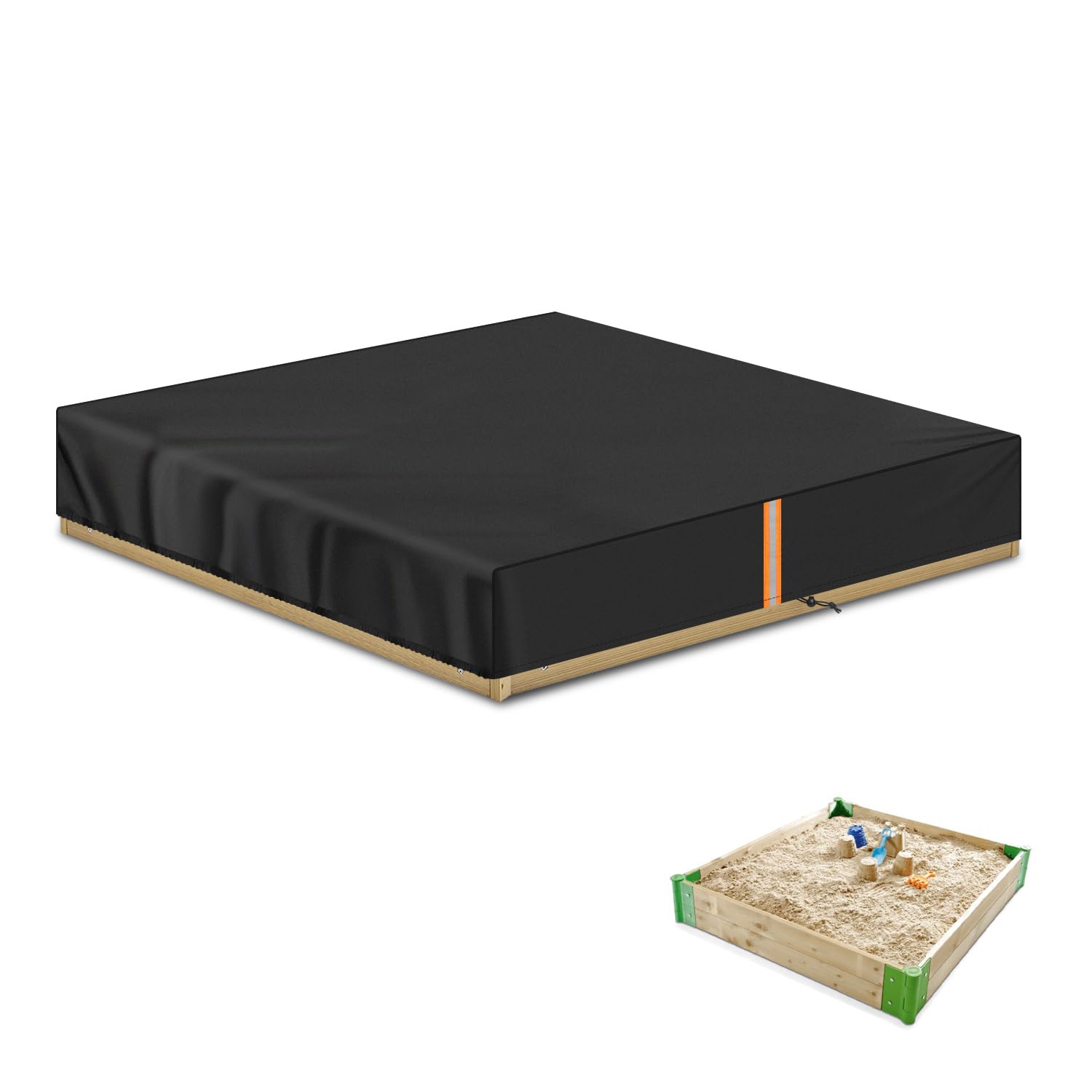 VANSHEIM Sandbox Sandpit Cover for Sandpit Pool Garden Sand Box Sand Pit Cover,Sandpit Covers Waterproof Small Swimming Pool Cover Dustproof,Anti-UV,420D Oxford Fabric 125x125x20cm