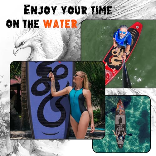 FEATH-R-LITE Tavole da Stand Up Paddle Gonfiabili Paddleboard Multifunzionale con Pompa Manuale, Zaino SUP, Guinzaglio, Pagaia Regolabile, Per Adulti, Tutti i Livelli di Abilità
