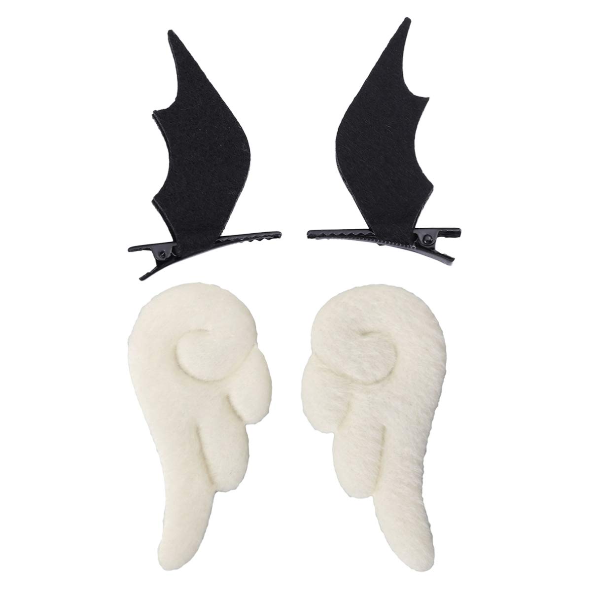 Minkissy Angel Wing Hair Pins, 2 Pairs Cartoon Demon Angel Wing Hair Alligator Clips Lovely Cosplay Costume Party Hair Barrettes for Women Girls