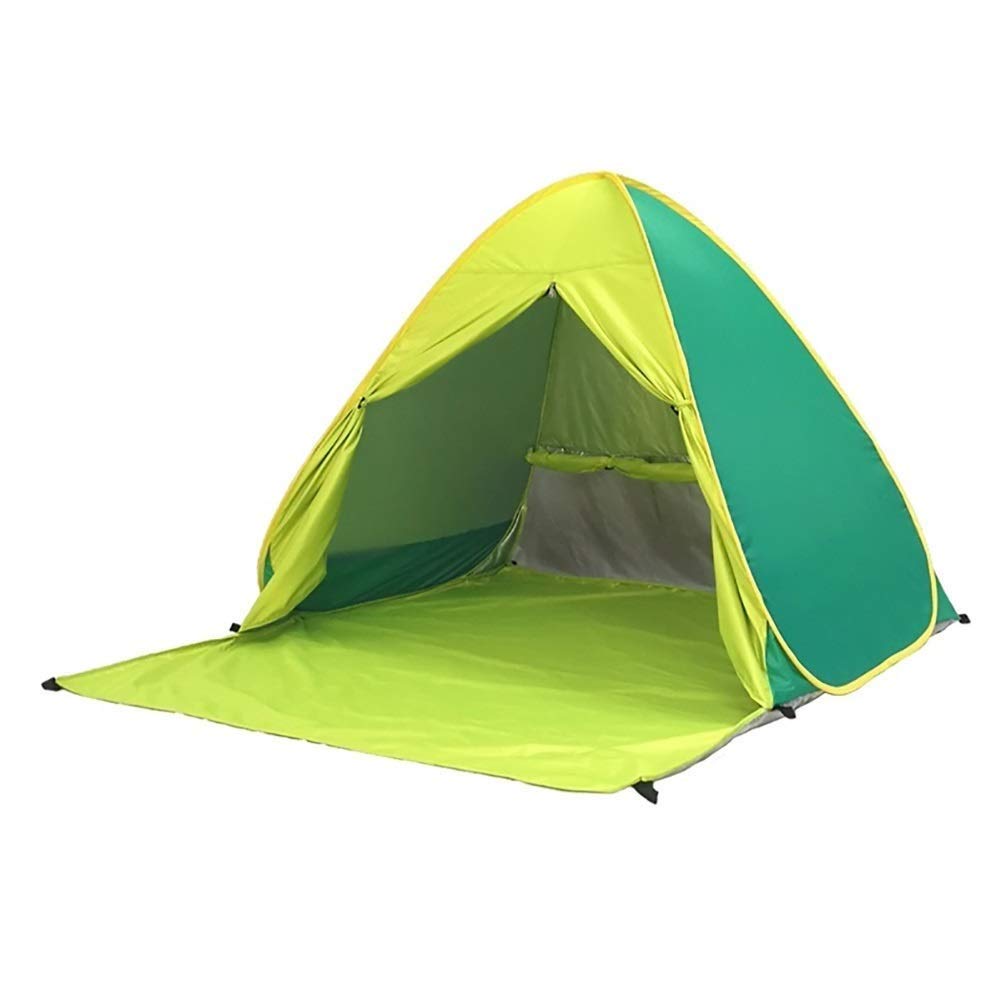 Voniry Automatic Portable Pop Up Beach Tent Well-ventilated Outdoor Anti UV Sun Shelter with Zipper Door for Kids and Family in Beach Garden Camping Fishing Picnic Hiking (2~4 person) Green