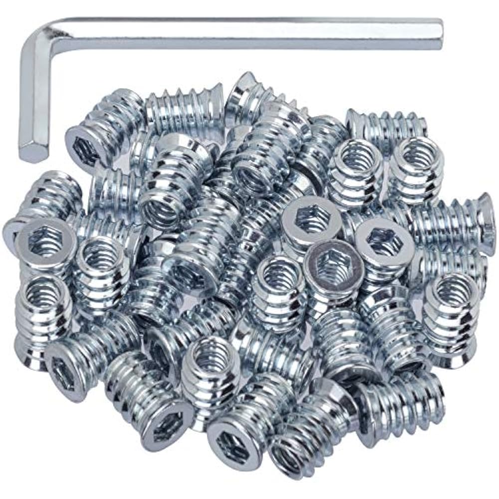 40 Pack Threaded Insert Nutsert, 1/4"20 X 15mm Screw In Wood Inserts