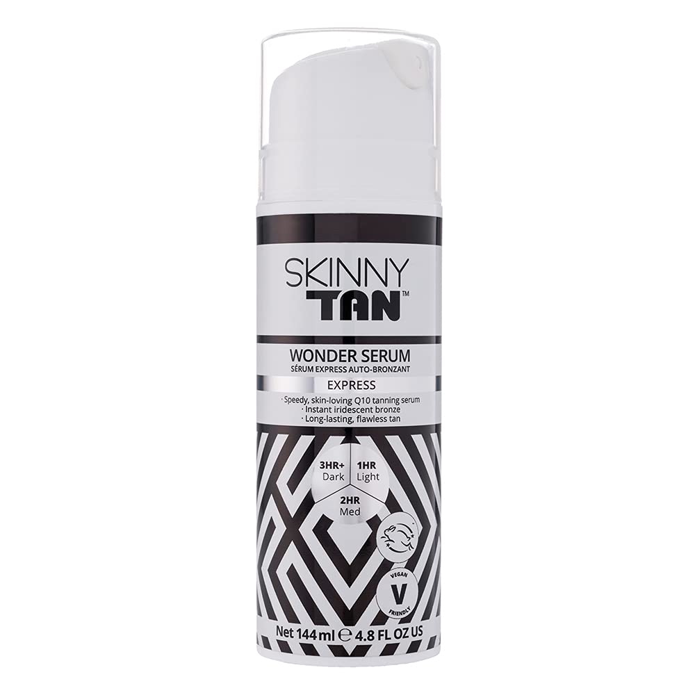Skinny Tan Wonder Anti-Ageing Express Tanning Serum 145ml | With Youth Boosting Q10 and Vitamin E | Instant Tan | Cruelty Free & Vegan Skincare for Radiant Natural Glow