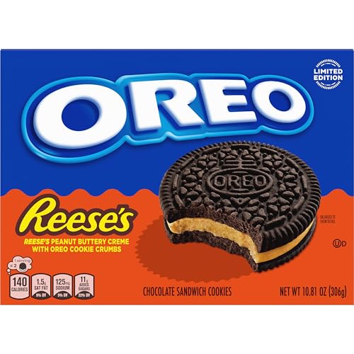 OREO REESE’S PEANUT BUTTERY CREME CHOCOLATE SANDWICH COOKIES, LIMITED EDITION, 10.81 OZ