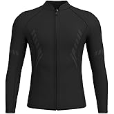 GoldFin Mens Wetsuit Top, 3mm Wetsuits Men Neoprene Jacket Long Sleeve Wet Suits for Water Sports Diving Surfing Kayaking Swimming