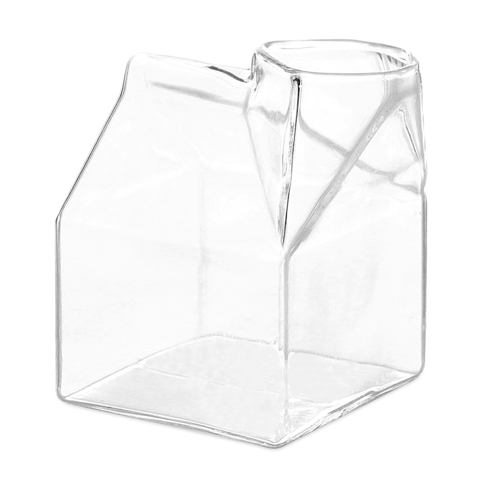 8.7Oz Glass Milk Creamer Pitcher,Cocktail Glass Glass Milk Carton Glasses,Clear Kawaii Milk Carton Cup House Shape Milk Mug Jug Mini Creamer Pitcher Container for Milk Juice Wine Coffee