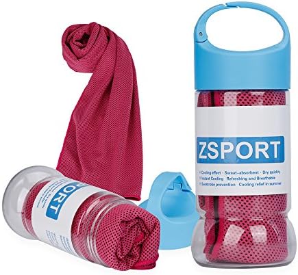Zsport Evaporative Cooling Towel ,40"x12" Snap Cooling Towel for Sports, Workout, Fitness, Gym, Yoga, Pilates, Travel, Camping & More
