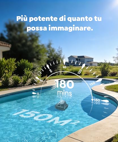 TALOSBO C1 Robot Pool Walls and Bottoms, Double Filter, Autonomy 170-180 min, 3 Motors, Powerful Suction, App Control, Pool Vacuum Up to 150 m²