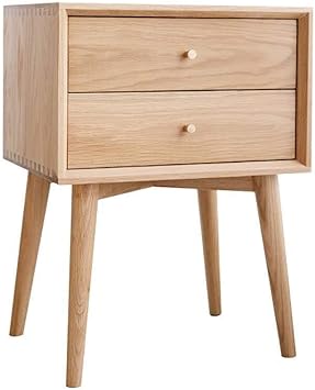 Amazon Com Laz Bedside Tables Oak Side Table Mid Century Nightstand With 2 Drawers End Table Solid Wood Furniture For Living Room Bedroom Balcony Family And Office Color Light Brown Furniture Decor