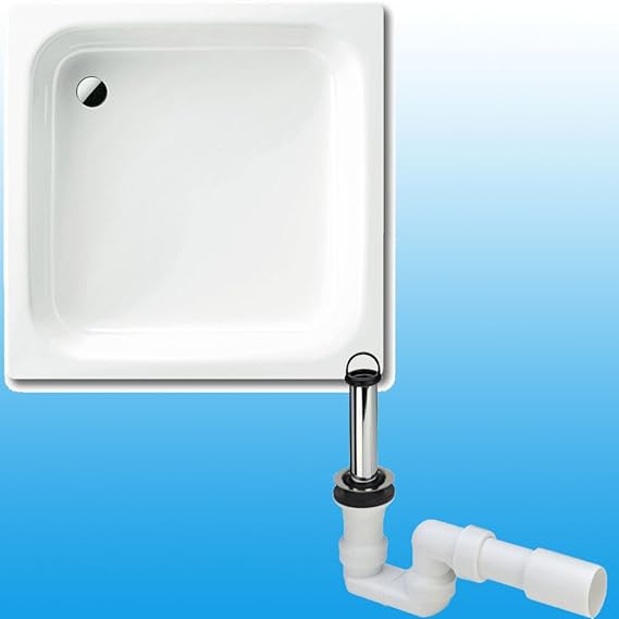 KALDEWEI Stahl-Duschwanne SANIDUSCH Duschtasse 90x90x14 cm SET mit Träger Ablauf