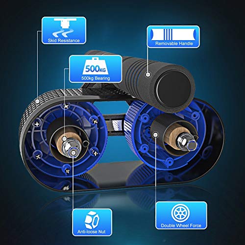 Oileus AB Roller Wheel for Abdominal Exercise, Core Workout Equipment with Automatic Rebound Assistance and Resistance Springs with Ergonomic Handle Sold with Knee Pad - Thumbnail 3