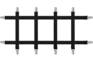 TOYMIS 6pcs Hidden Strap Tablecloth Clips, Tablecloth Secure Straps Under Table Cloth Clips Bed Sheet Clips Elastic Strap Clip for Securing Tablecloth Picnic Tables Sofa Bed (Black)