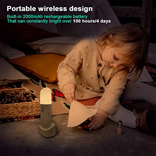 Motion Sensor Light Indoor, Portable Battery Powered Smart LED Night Light with Dusk to Dawn Sensor Auto/On/Off Adjustable Brightness Warm White Light for Bedroom,Kitchen,Stairs,Toilet,Hallway