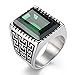 Boho Jewelry Mens Stainless Steel Cz Ring Vintage Large Charming Gemstone Band (10)