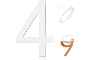 HADOIFE 5 Inch Adhesive Numbers, White house Numbers for Apartment Door Farmhouse Mailbox Office Hotel Outside,Home Address Numbers White Acrylic Frosted Matte House (Number 4)…