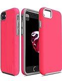 TOZO for iPhone 7 Case / iPhone 8 Case, ARMOR Series Football Pattern Texture Soft Touch Anti-Slip Grip [Shock Proof] Ultra Rugged Dual Layer Protect Case [Gray+Pink]