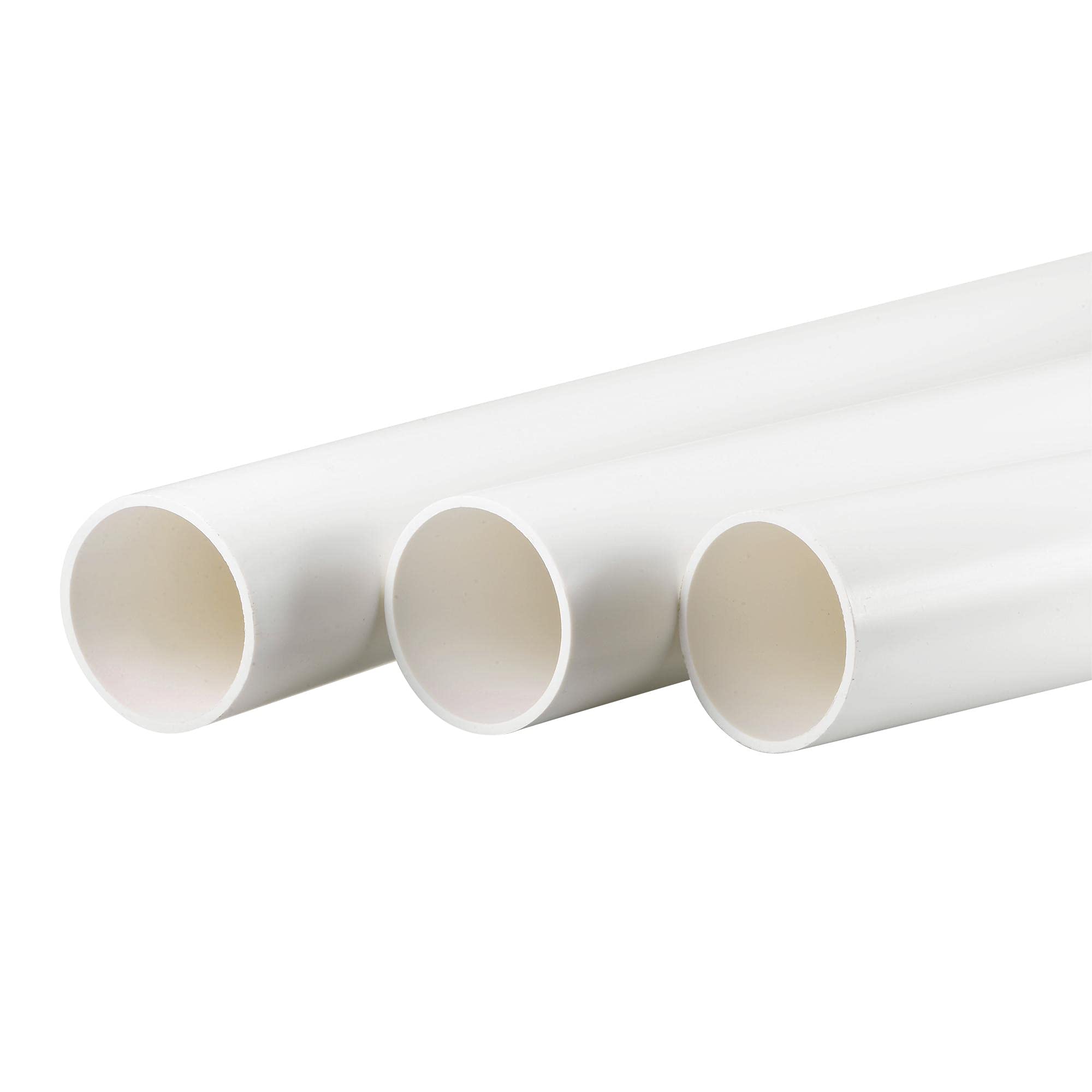 sourcing map PVC Rigid Round Pipe 45.2mm ID 50mm OD 500mm White High Impact for Water Pipe, Crafts, Decoration, Cable Sleeve 3pcs