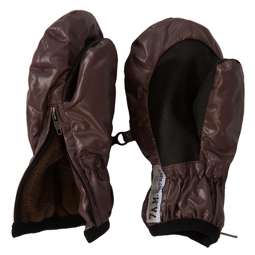 7AM Enfant Zippered Mittens, Marron Glace, Large