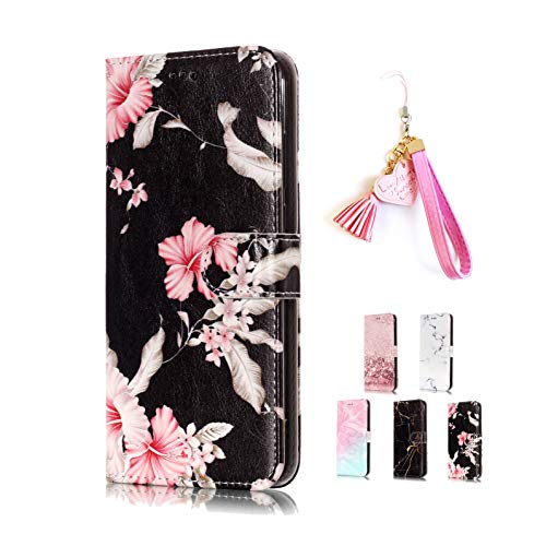 E-Panda Samsung Galaxy S9 Plus Case Wallet Marble Creative Personalized Design PU Leather Folio Flip Protective Case Cover with Card Holder Stand Support Function - Rhododendron