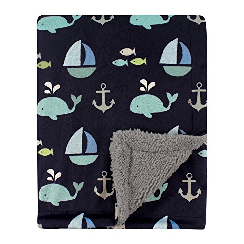 Luvable Friends Mink Blanket with Sherpa Backing, Ocean, One Size