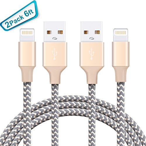 iPhone Cable Nikolable 2 Pack 6foot Lighting Cord Charging Cable for iPhone X 8 8 Plus 7 7 Plus 6s Plus 6 Plus 6 5s 5c 5 iPad Mini Air iPad iPod (Gold and Gray)