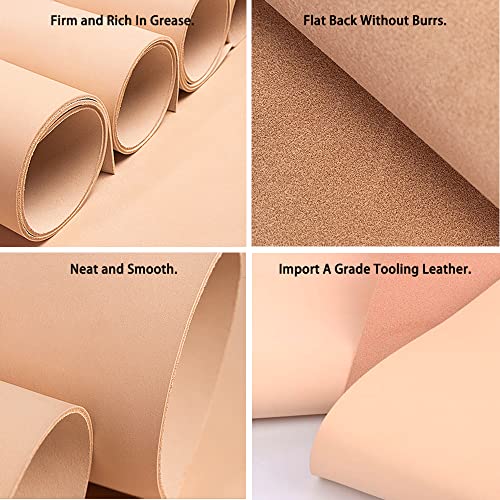 Muse Craft Flawless 12''X24'' 5-6oz Vegetable Tanned Leather Precut| Import A Grade Tooling Leather Hide Full Grain Veg Tan Leather for Tooling, Carving, Dyeing, Embossing(12''x24'' 1.9-2.3mm)