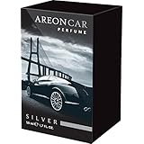 Areon Car Perfume 1.7 Fl Oz. (50ml) Glass Bottle Air Freshener, Silver