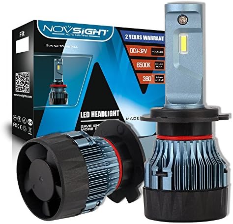 NOVSIGHT H7 LED Headlight Bulbs 10000LM(5000LMx2) 60W(30Wx2) 6500K Cool White 2 Year Warranty