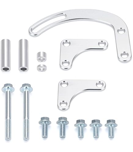 YUCHENSHLP Polished Aluminum Power Steering Bracket Kit For Chevy SBC 262-400 Small Block Engines