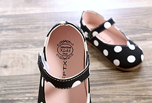 Dainzuy Toddler Baby Girls Shoes Children Dot Leather Single Shoes Soft Sole Non-Slip Princess Shoes 12-18 Months Black