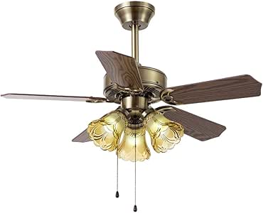 Ventilador de techo luz de ventilador de bronce de madera hoja de techo