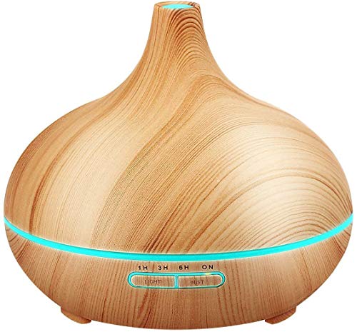 SKY-TOUCH Essential Oil Diffuser, 550ml Oil Diffuser with 4 Timer, Aromatherapy Diffuser with Auto Shut-off Function, Cool Mist Humidifier BPA-Free for Bedroom Home (Cream Yellow)