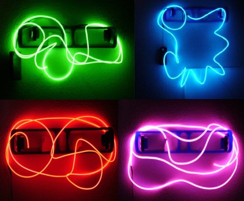 Neon Glowing Strobing Electroluminescent Wires (El Wire) - Green, Blue, Red & Pink Party Pack, #3333