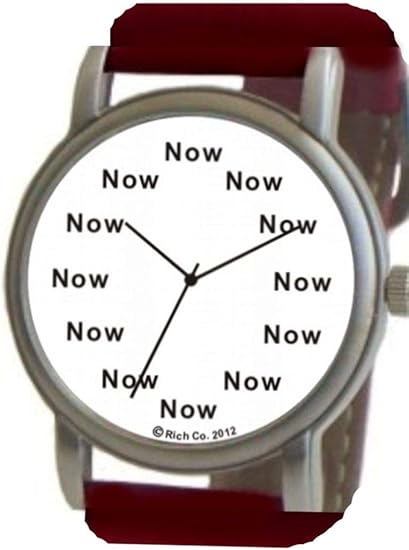 Amazon ユニセックス時計 時刻は Now 白い文字盤 つや消しクローム 円型 赤革バンド メンズ腕時計 腕時計 通販