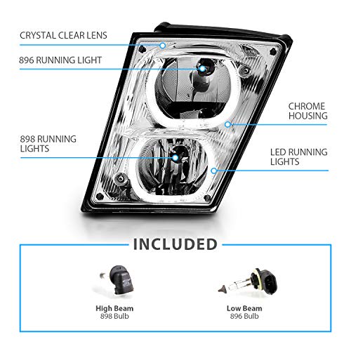 image for AmeriLite Chrome Dual LED Halo DRL Bar Fog Lights Pair for Volvo VNX V