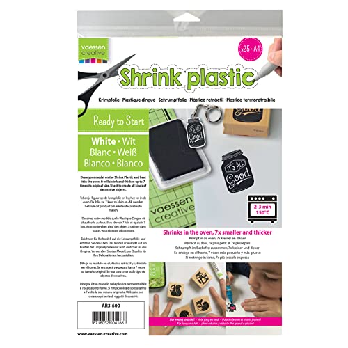 Vaessen Creative Shrink Fogli A4, Bianco, 21x29.8x0.3 cm, 4 unitĂ
