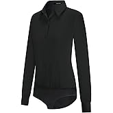 Tapata Womens Bodysuit Blouse Button Down One-Piece Long Sleeve Solid Office Work Shirt Casual Tops