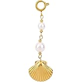 Mikovivi Gold Seashell Keychain for Women, Ocean Beach Key Chain Bag Charms with Sea Shell & Blue Rope Summer Purse Accessory Fashion Jewelry Gift